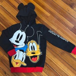 Disney Kids Black Hoodie with Mickey, Donald, and Pluto